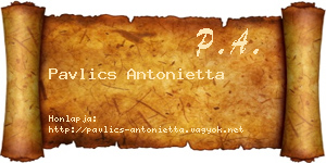 Pavlics Antonietta névjegykártya